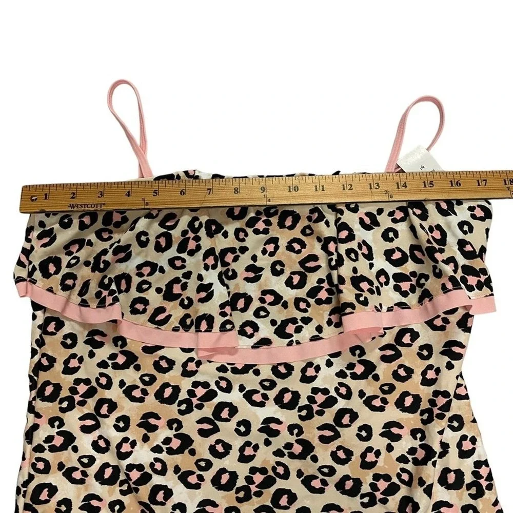 JUSTICE UPF 50‎ Uv Protection Girls' swimsuit Leopard Pink Size 14 Animal Print